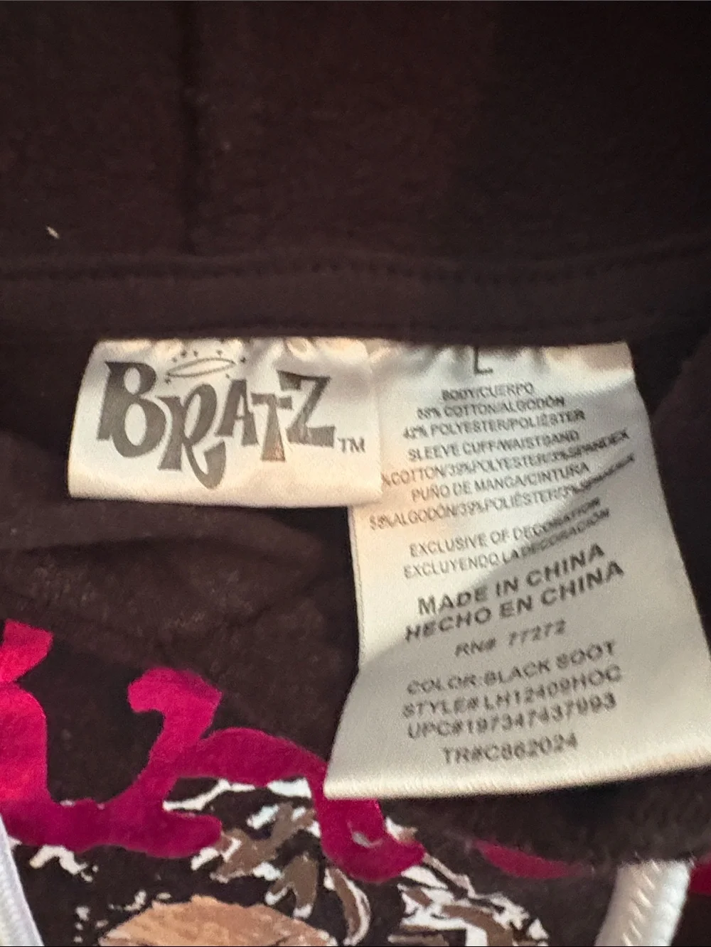 Bratz Black Graphic Hoodie with Pink Logo